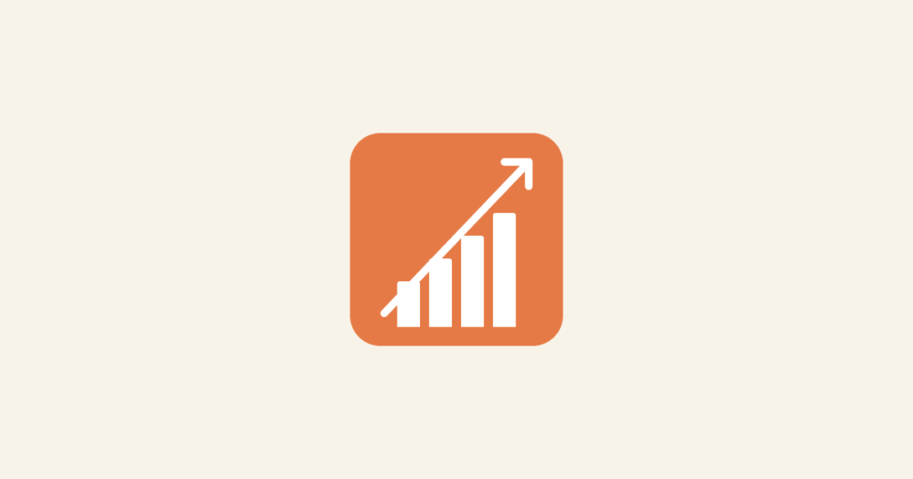 Cream background with an orange rounded-square icon featuring a white bar chart and upward arrow, representing evaluating AI output quality with a scorecard