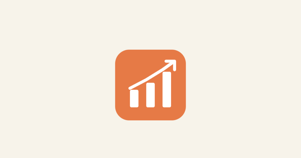 Cream background with an orange rounded-square icon featuring a white bar chart and upward arrow, representing measuring ROI on AI projects