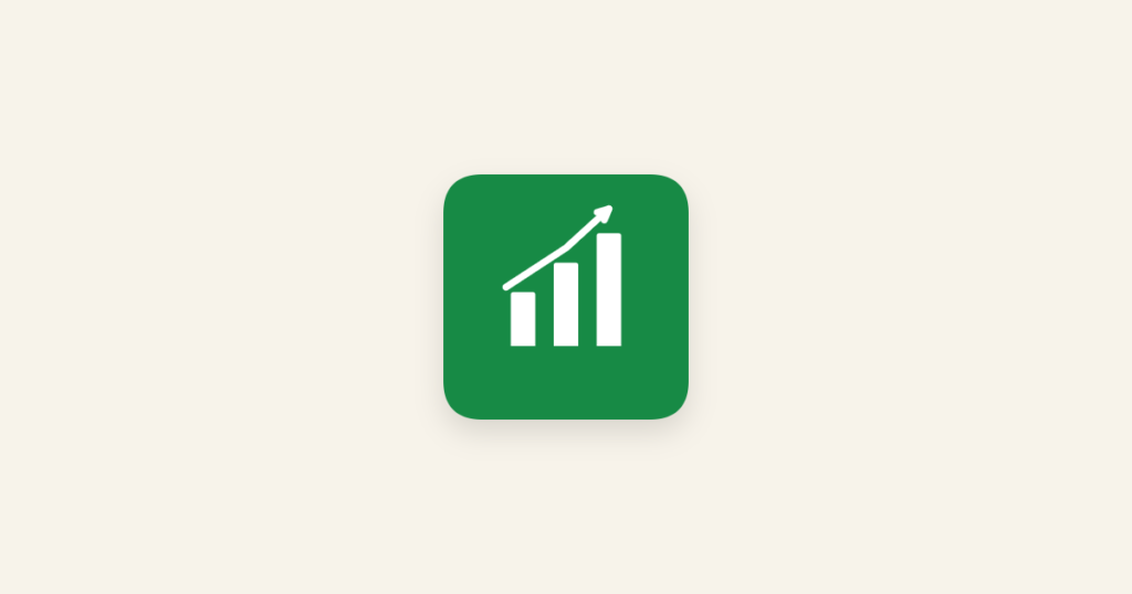 Cream background with a green rounded-square icon featuring a white bar chart and upward arrow, representing marketing reporting KPIs for digital marketing