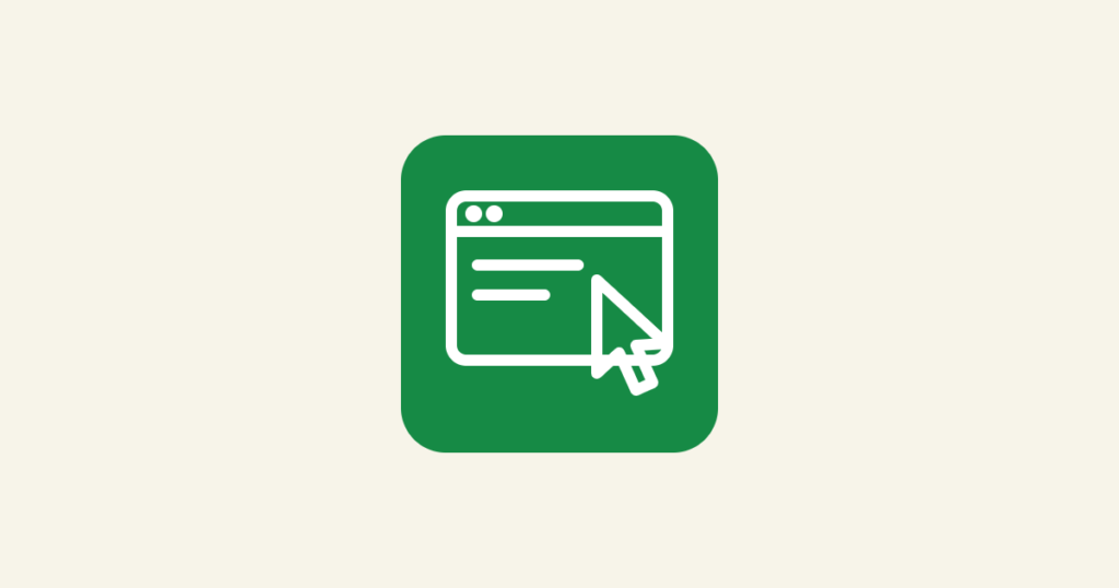 Landing page or website for Google Ads: a browser window with a cursor pointing at the page